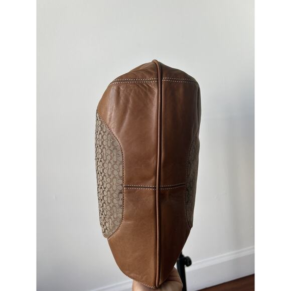 Y2K Vintage Coach 6620 Hobo Brown/Khaki signature Leather Top Handle Bag ReadPLS - Picture 5 of 8